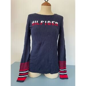 Tommy Hilfiger womens blue Sweater with embroidered logo size M